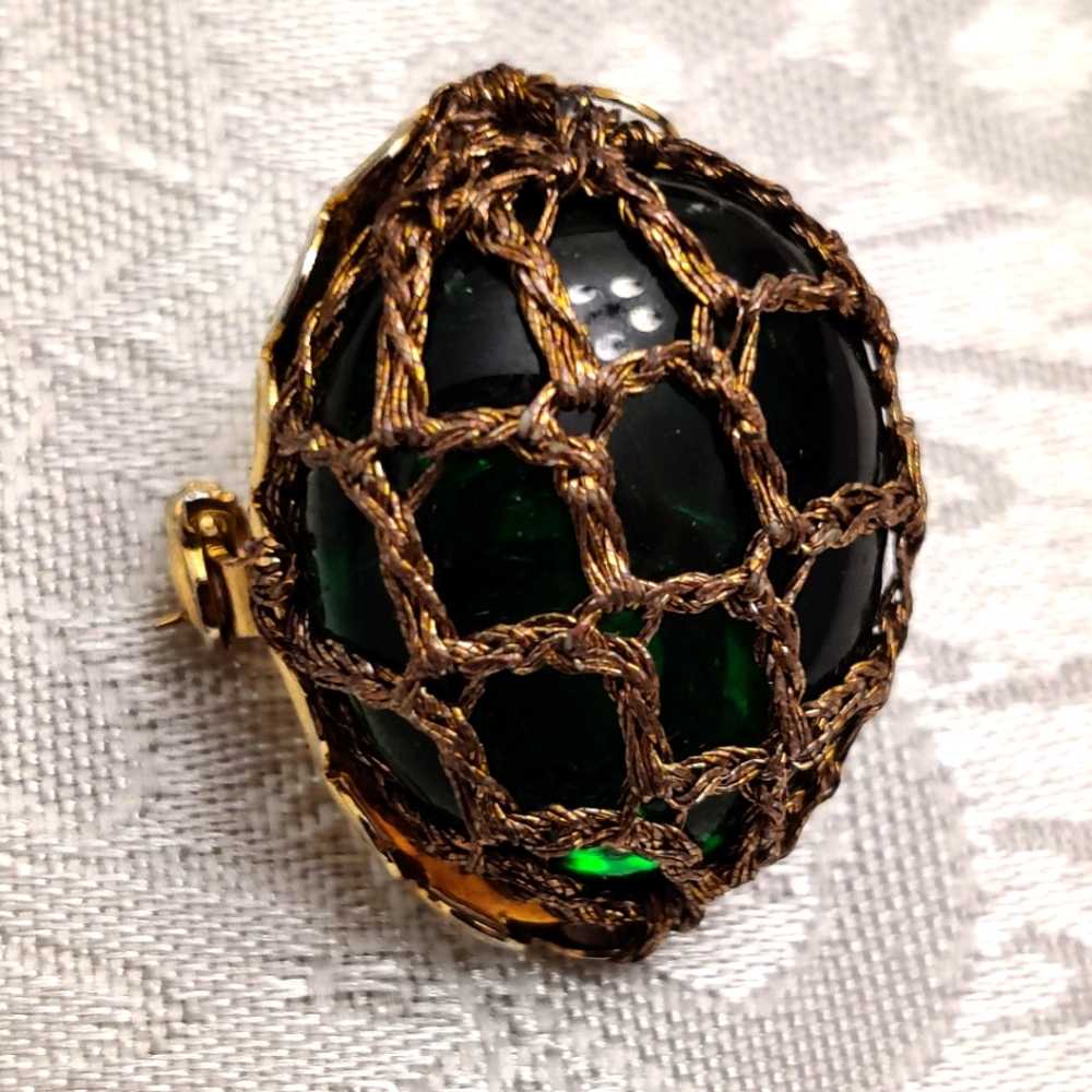 Vintage Caged Glass Brooch